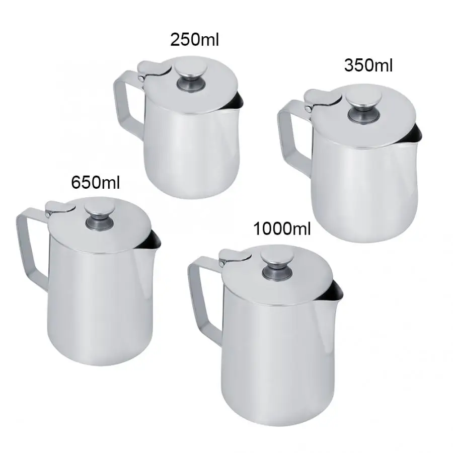 Кувшин для взбивания молока из нержавеющей стали чашка кофе с крышкой