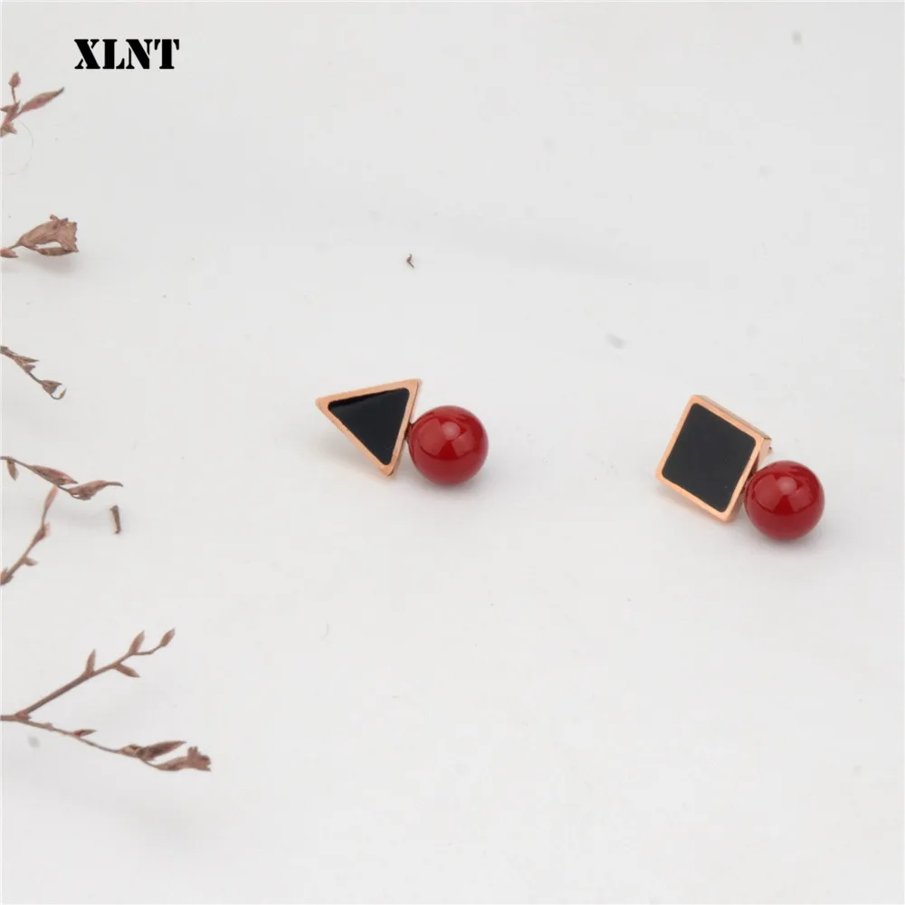 XLNT корейская мода геометрический Асимметричный серьги Стразы квадратные