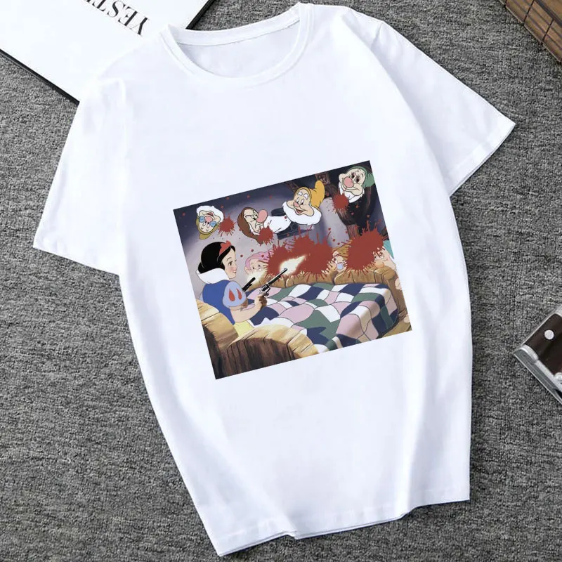 Summer Thin Section Fashion T Shirt Women Tattoo Princess Funny Humor Aesthetic Female T-shirt Leisure Round Neck Tshirt | Женская
