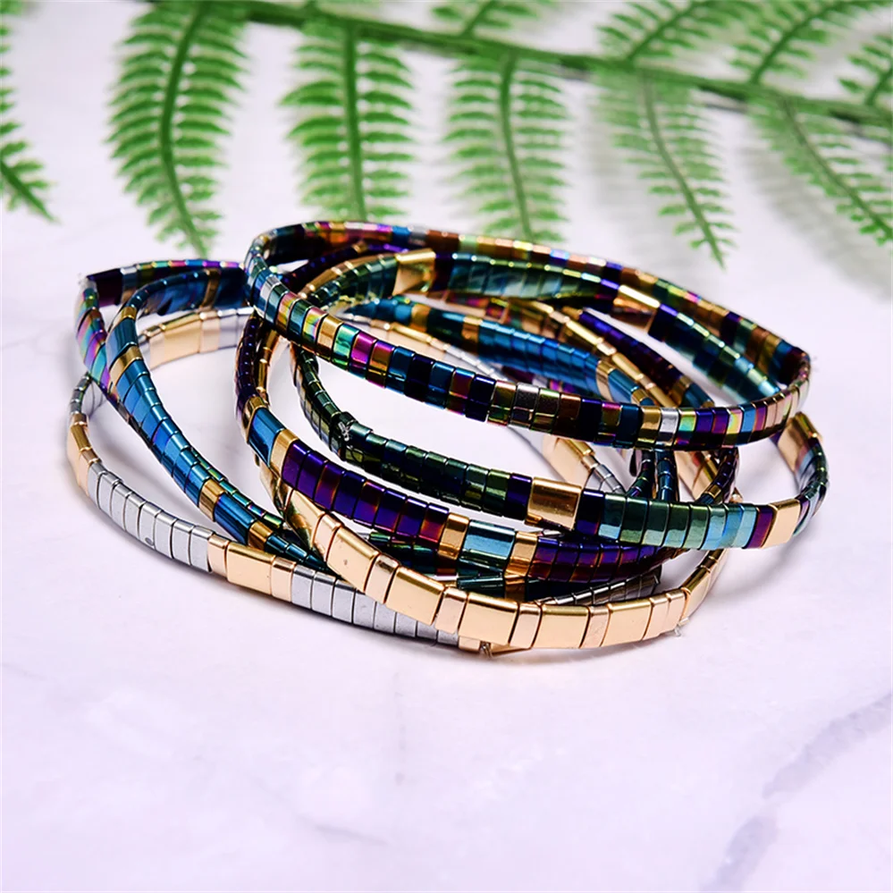 Модный браслет Миюки дружбы для женщин стеклянные бусины Tila эластичные браслеты