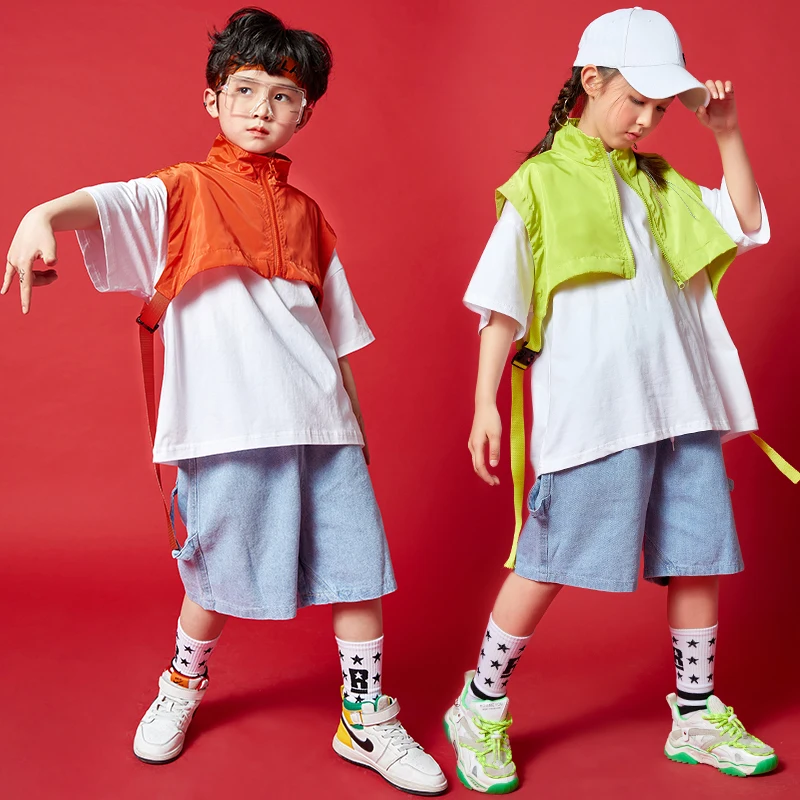 

Children Hip Hop Clothing Sweatshirt Shirt Sleeveless Jacket Vest Streetwear Shorts For Boys Girls Jazz Dance Costume Clothes