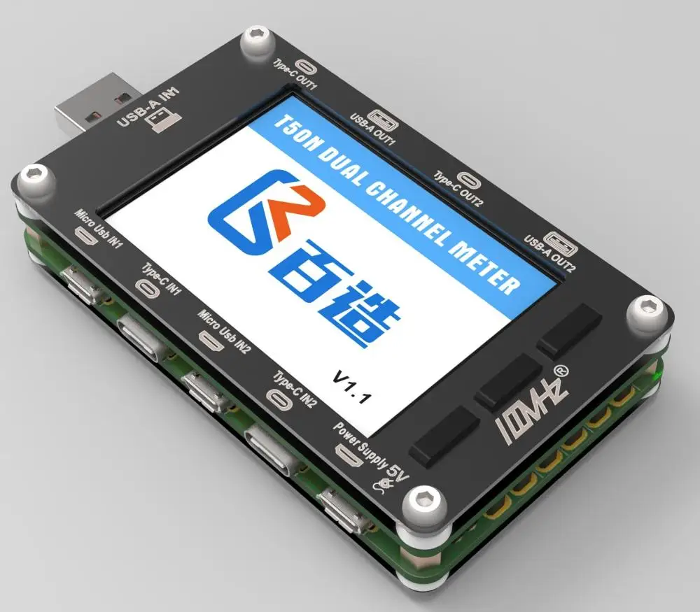 

T50N Dual Color Screen USB Voltage Current Power Capacity Meter, QC2.0 QC3.0 PD Test