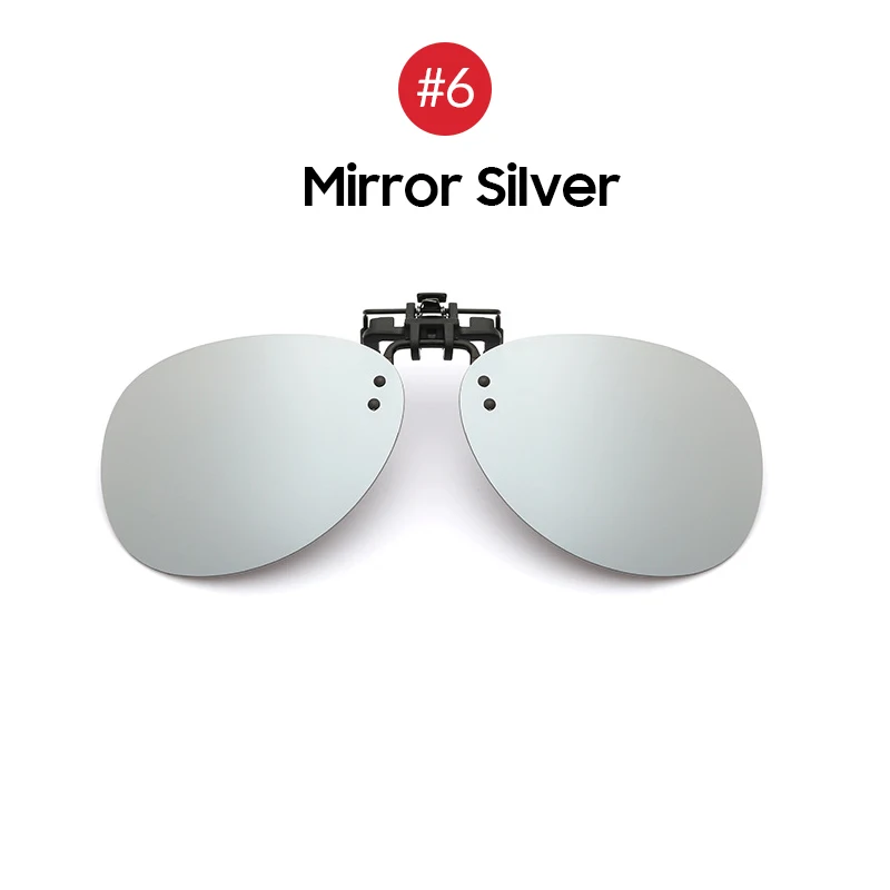 6 Mirror Silver Оправы круглых флип клип на негабаритных Для Мужчин Поляризованные клип солнцезащитные авиации поляризационные Большой Движущей очками - Цвет линз: 6 Mirror Silver