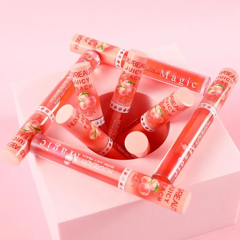 

TEAYASON Natural Peach Lip Gloss Waterproof Lipstick Long-lasting Lip Balm Color Changing Moisturizing Pink Lipstick TSLM2