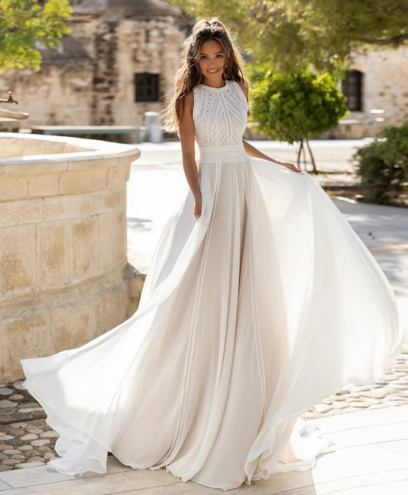 Женское шифоновое платье с лямкой на шее длинное пляжное невесты без рукавов а