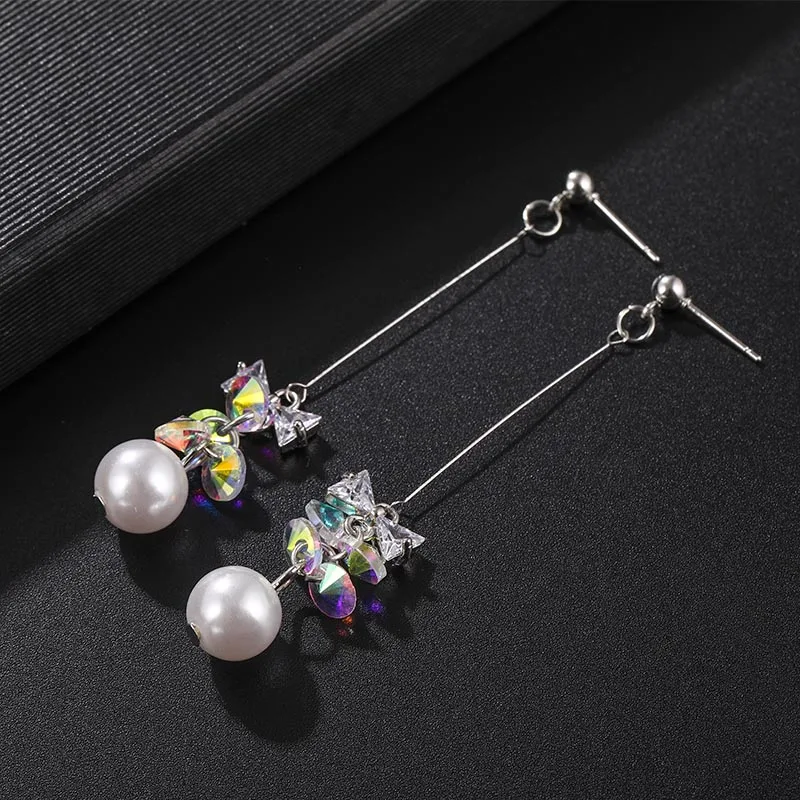 2019 корейские очаровательные красочные Кристальные серьги массивные жемчужные