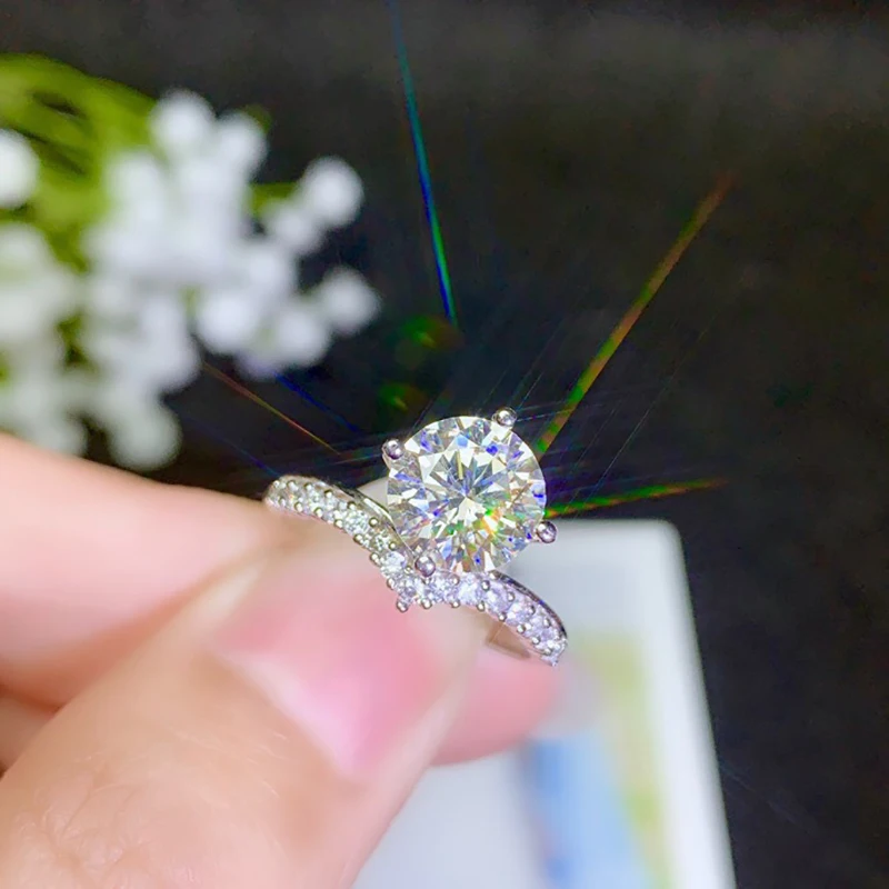 BOEYCJR 925 Silver 2ct F color Moissanite VVS Engagement Wedding Diamond Ring With national certificate for Women | Украшения и
