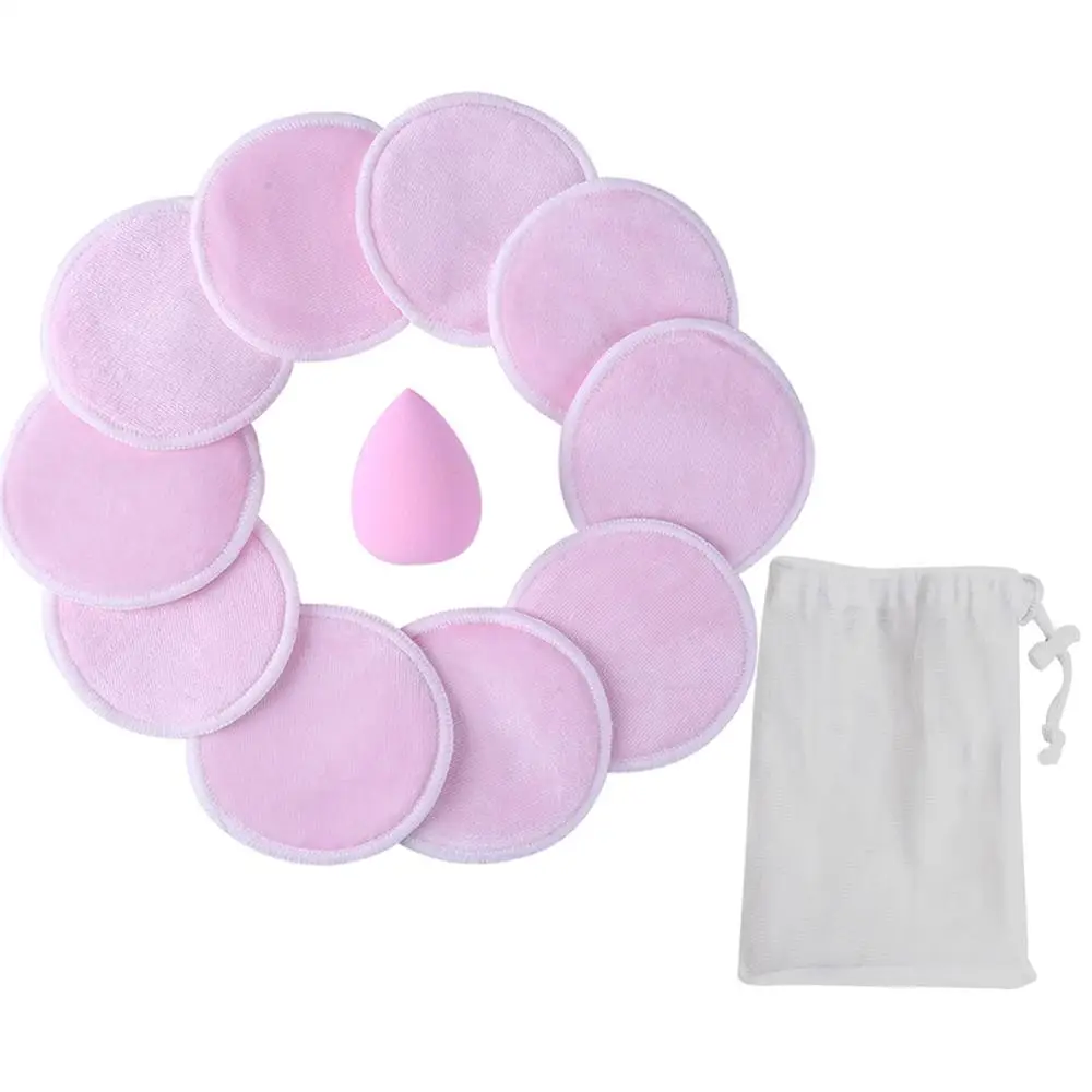 10pcs pink Модные виды очищающих подушечек для макияжа, мягкие многоразовые подушечки из бамбукового волокна, моющиеся подушечки для лица и глаз, инструменты для красоты - Цвет: 10pcs pink