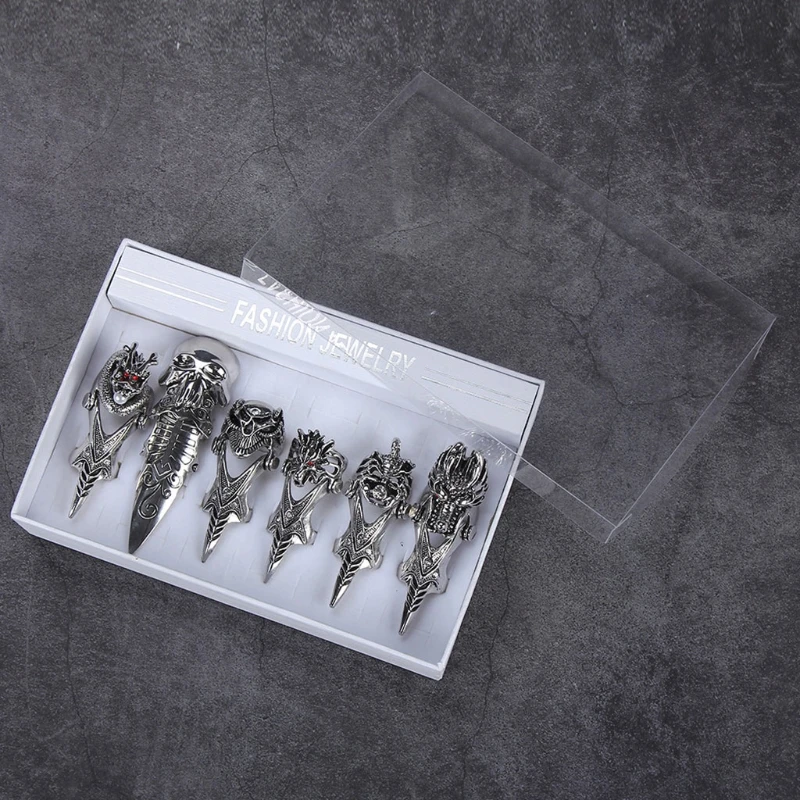 Кольцо Q0KE для мужчин и женщин готическое двойное кольцо с петлями на межпальцах -