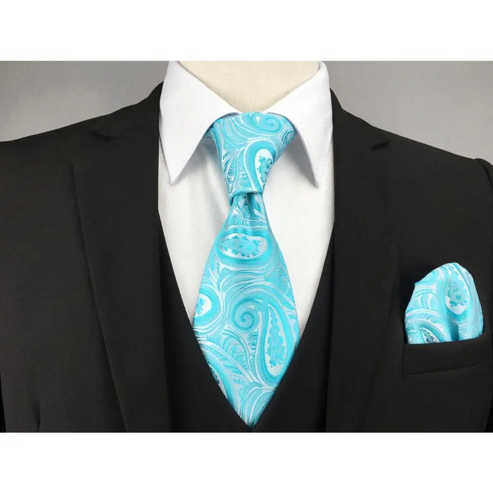 E34 светильник синий Пейсли Шелковый мужской галстук бабочка набор бирюзовые