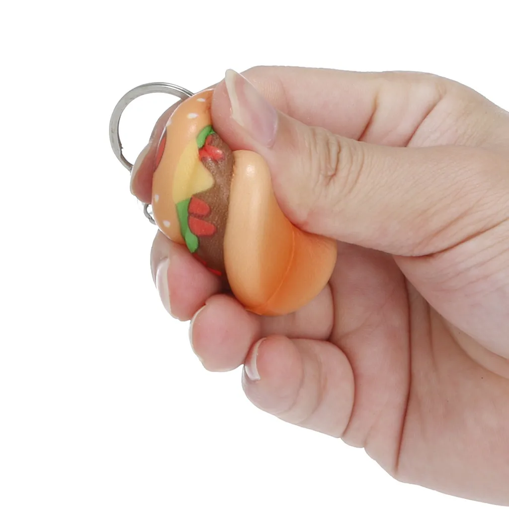 

Kawaii Cartoon Hamburger Slow Rising Cream Scented Keychain Stress Relief Happy Sensory Toy Simple Dimple Fidget Toys Spinners