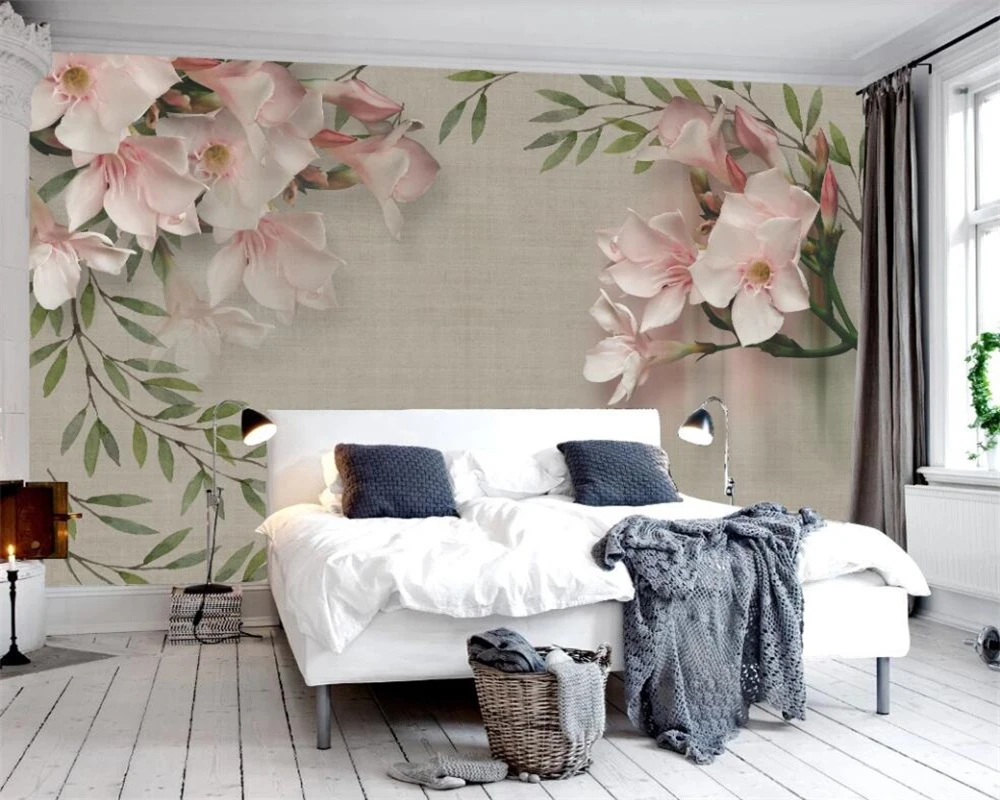 Beibehang индивидуальные новые современные элегантные розовые цветочные обои в