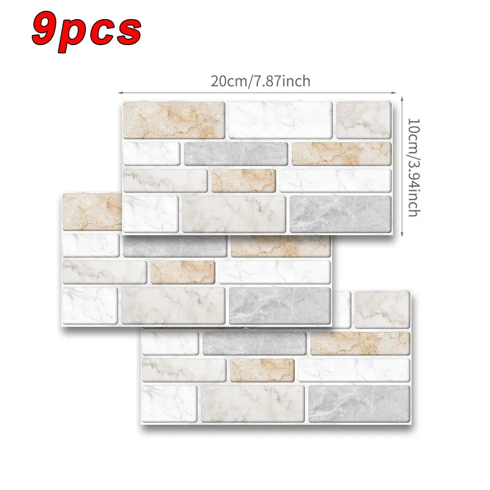 

9*Tile Stickers Imitation Marble Brick Tile Stickers DIY Self Adheesive Kitchen Floor Wall K43D Waterproof 20*10cm