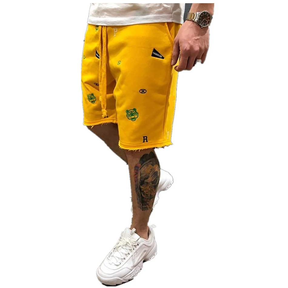 

New Summer Brand Cotton Men Shorts Beggar Hip Hop Street Trend 5 Piont Pants Animal Embroidery Casual Beach Fashion Pants