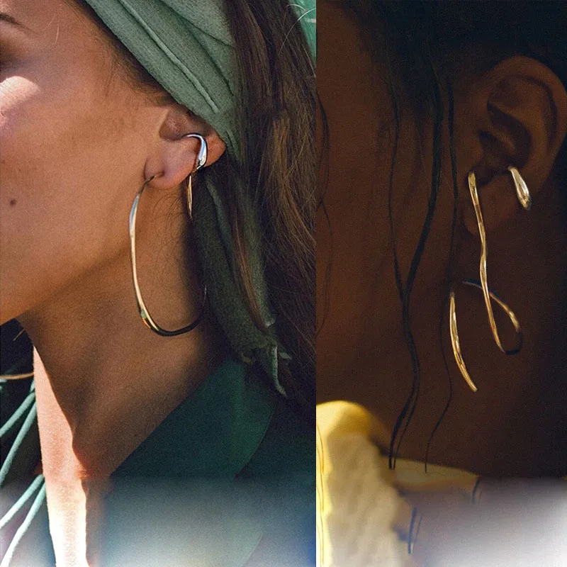 Женские и мужские серьги клипсы золотого серебряного цвета простые