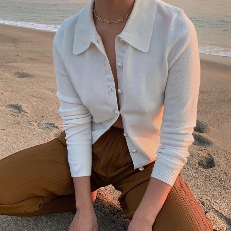 

Однотонные Женские винтажные повседневные топы, рубашки, осень 2020, шикарная женская уличная рубашка с жемчужными пуговицами, элегантные же...