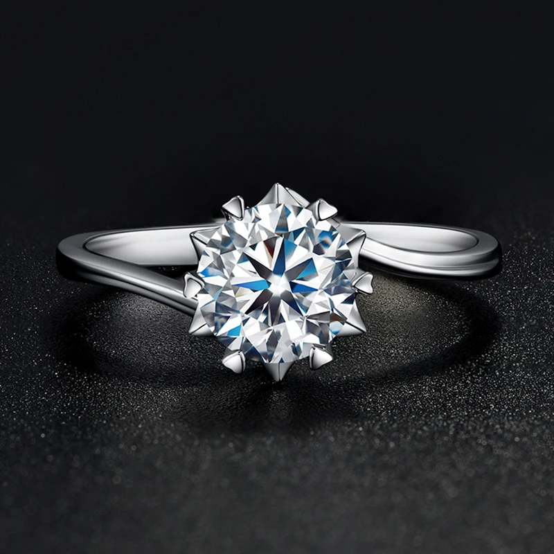 BOEYCJR Custom 18K 750Au Gold 1ct D color VVS Moissanite Snowflake Engagement Diamond Ring With national certificate for Women | Украшения