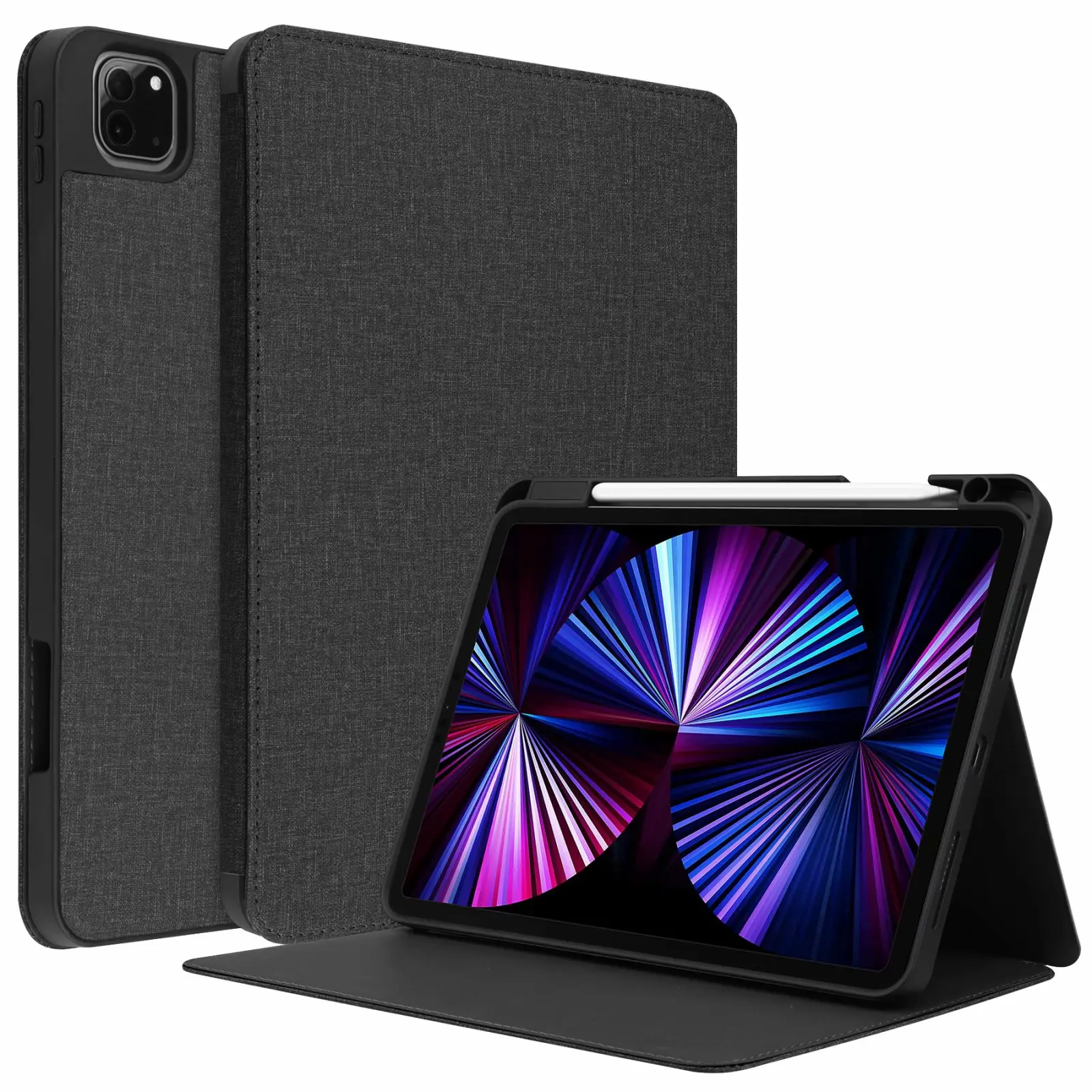

Premium Leather Business Folio Stand Cover with Pencil Holder-Multiple Viewing Angles for iPad Pro 11"inch Case 2021/2018 3rd