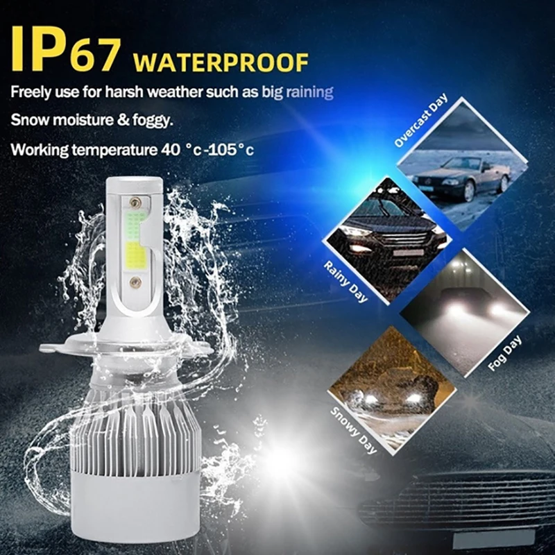 Новые автомобильные Водонепроницаемые светодиодные фары C6 2 шт. лампы для