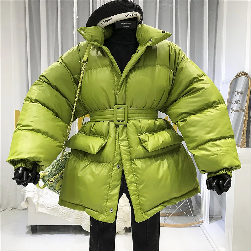 Толстая хлопковая зимняя куртка для женщин Abrigos Mujer Invierno Sustans женские пальто Теплые с регулируемой талией Модные Зеленые