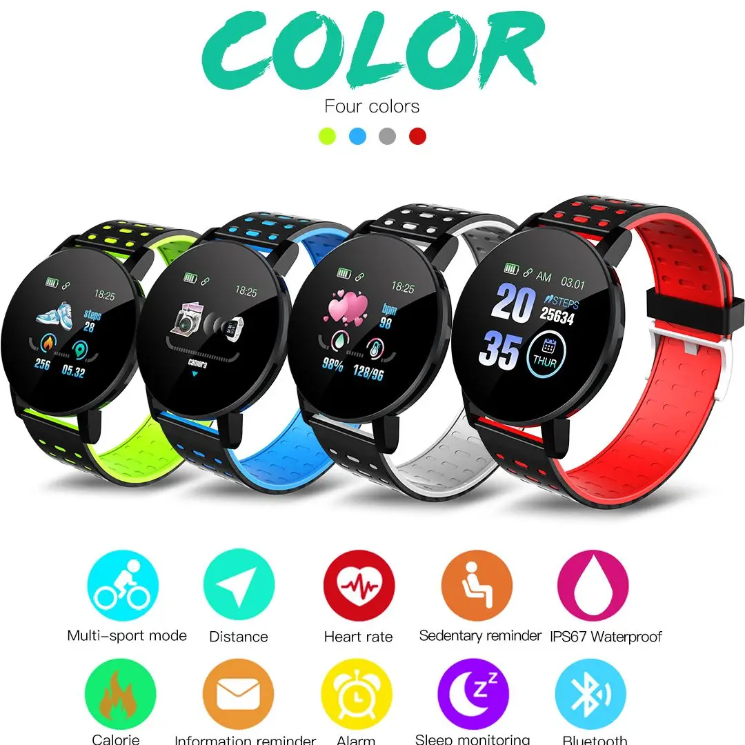 

Reloj 119Plus Smart Watch Men Women Round Fashion Bracelet Watches Heart Rate Wristband Sport Band Smartwatch Android IOS PK D18
