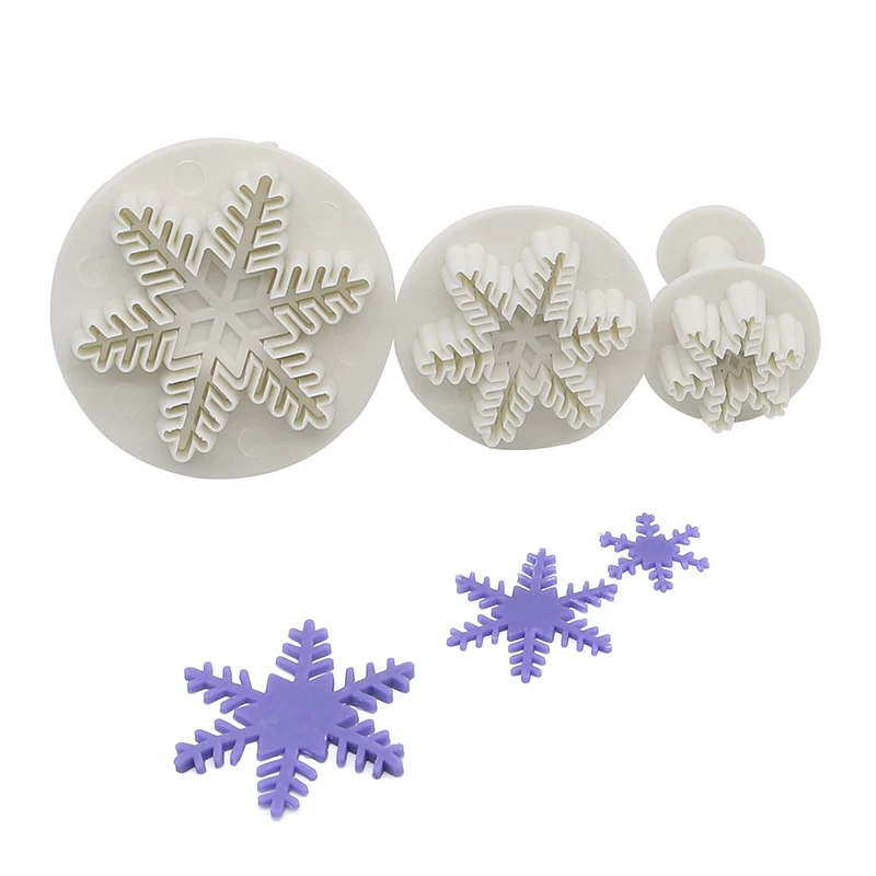 

3pcs/Set Snowflake Plunger Cutter Cake Mold DIY Fondant Cake Sugarcraft Decor