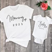family look clothing new year 2021 daddy pregnancy announcement t shirts matching outfits summer mom and baby girl