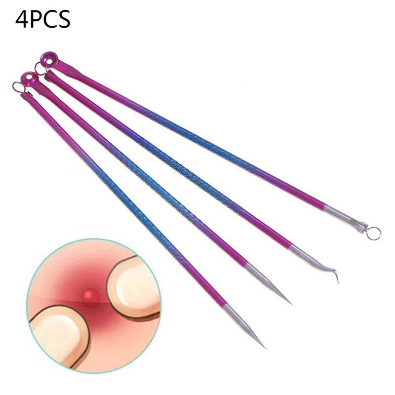 

4Pcs Blackhead Comedone Acne Pimple Blackhead Remover Tool Tweezer Curve Extractor Set Kit