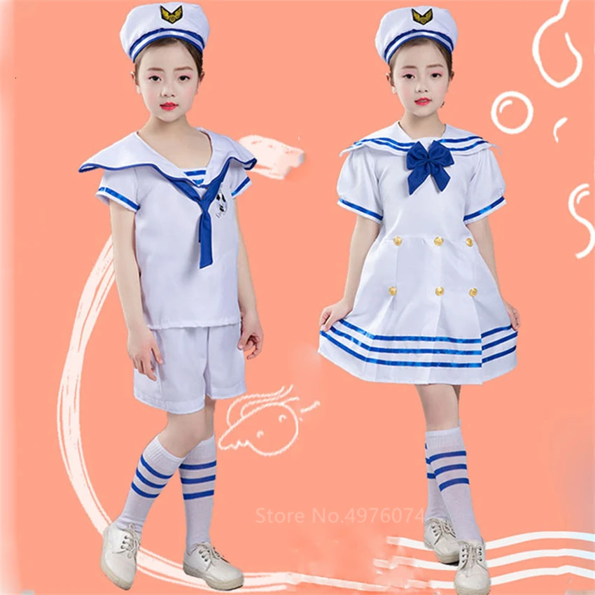 Детский хор униформа ученика начальной школы платье для девочки морской моряк