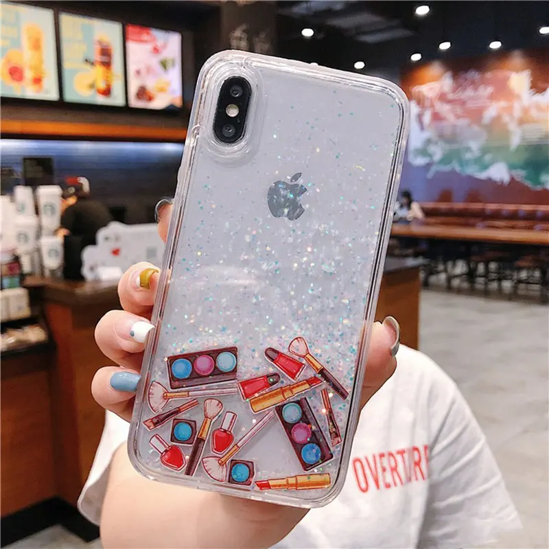 Зыбучий песок чехол для iPhone 7 8 Plus X Xr Xs Max динамические чехлы с жидкостью 6 6s Жесткий