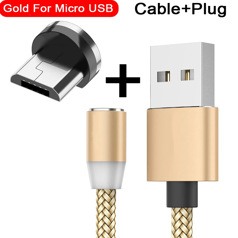 For Micro Gold Магнитный usb-кабель для быстрой зарядки USB type C кабель магнитное зарядное устройство для зарядки данных Micro usb кабель мобильного телефона кабель USB шнур - Цвет: For Micro Gold