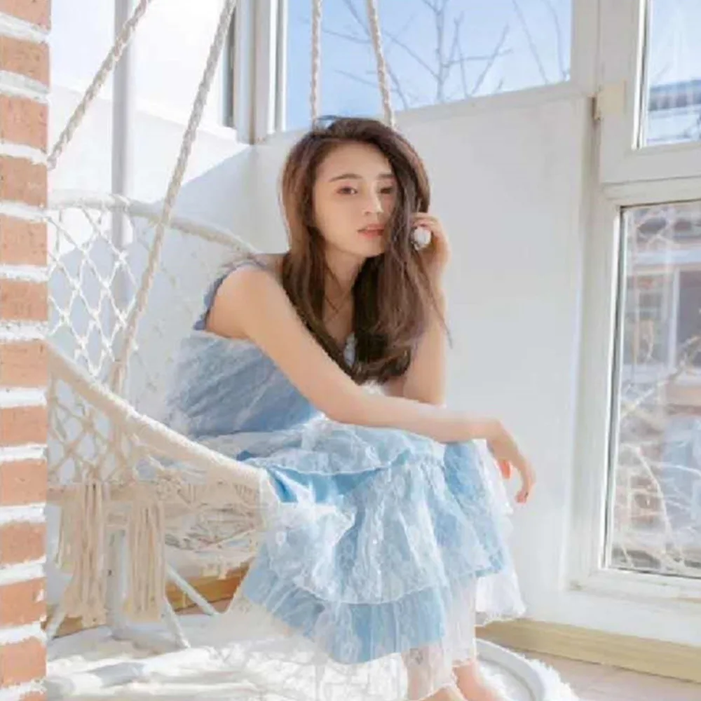 Безопасное бежевое висячее кресло-гамак на веревке для улицы и дома, сидение для бара и сада, складное, без палок, доставка.