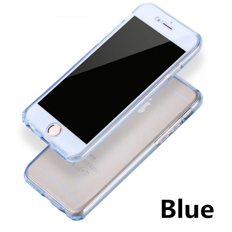 Blue 360 двойной защитный чехол для iPhone X XS Max XR 11 Pro MAX Funda чехол для iPhone 7 8 6 6s Plus 5 5S SE Мягкий силиконовый чехол для телефона - Цвет: Blue
