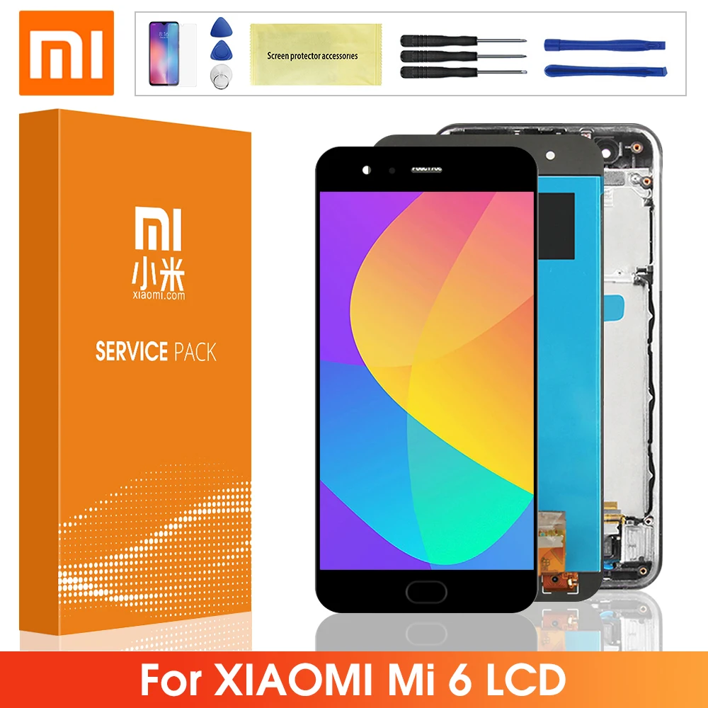 Оригинальный ЖК-дисплей для Xiaomi Mi 6 сенсорный экран дигитайзер с рамкой датчик