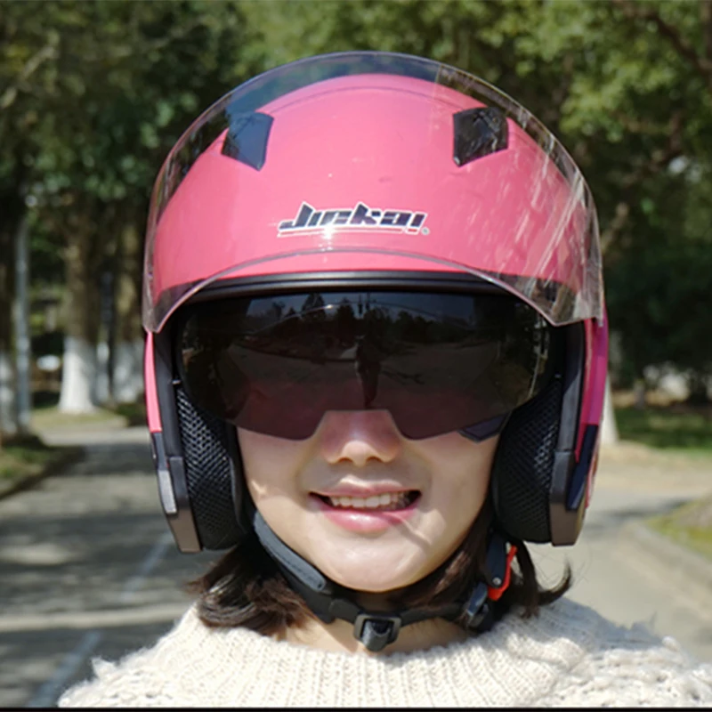 Casco Motorcycle Helmet Vintage Moto MALE FEMALE 3/4 Open Face Capacete Biker Retro Scooter Double Visor | Автомобили и мотоциклы