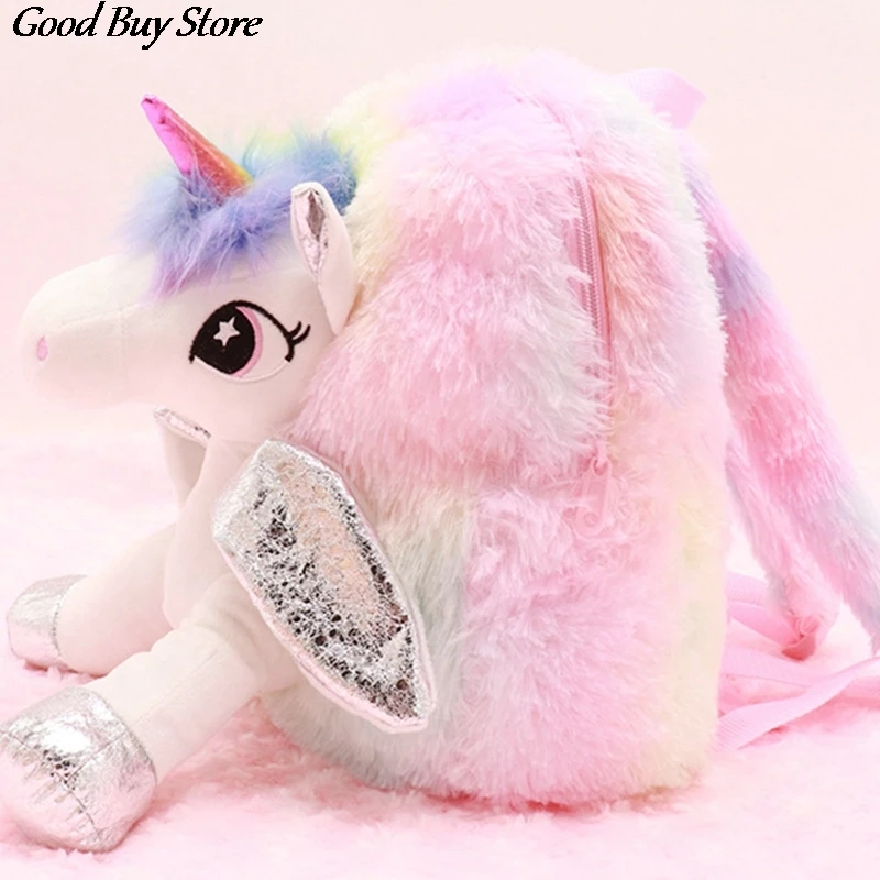 

Cute Unicorn School Backpack for Children Kids Cute Purse 3D Cartoon Schoolbags Soft Plush Mochila Animal Lovely Backpacks 2021