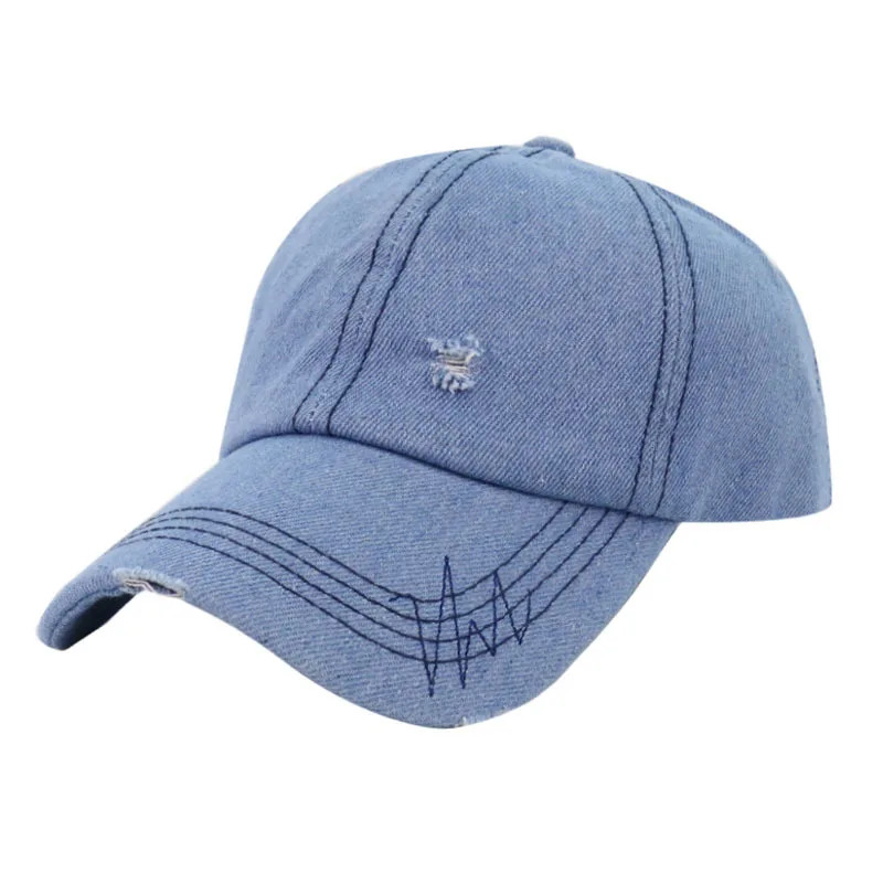 Solid Color Cowboy Baseball Cap Female Spring Summer Models Retro Washed Peaked Hole Old Personality Men 2020 | Аксессуары для