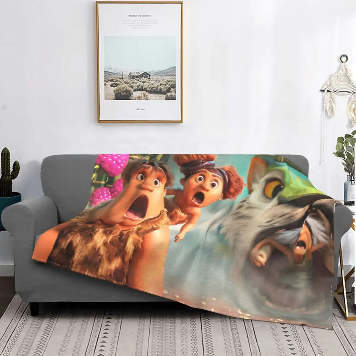 

The Croods-Manta de franela para mascotas, colcha suave y acogedora de película animada Grug, ropa de cama