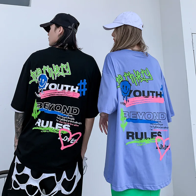 Футболка с буквенным принтом уличная одежда хип-хоп забавная футболка