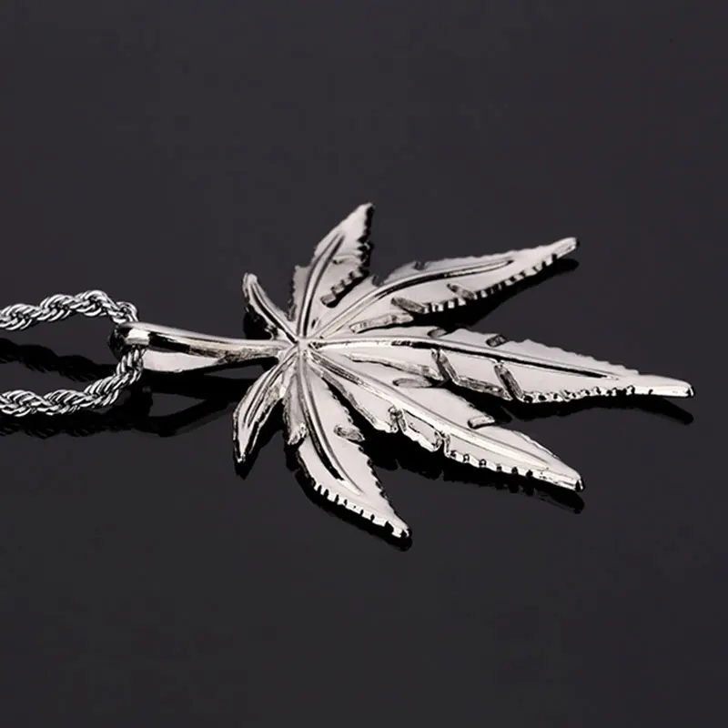 Cannabis leaf Pendant Necklace Hip Hop Jewelry Gift Trendy Stainless Steel Gold Chain Fashion Men 23in | Украшения и аксессуары