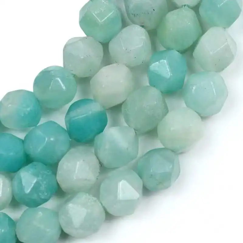 

Wholesale Natural Faceted Amazonite Stone Round Spacer Loose Beads 15" 8MM for Jewelry Making DIY Necklace Bracelet Accessories