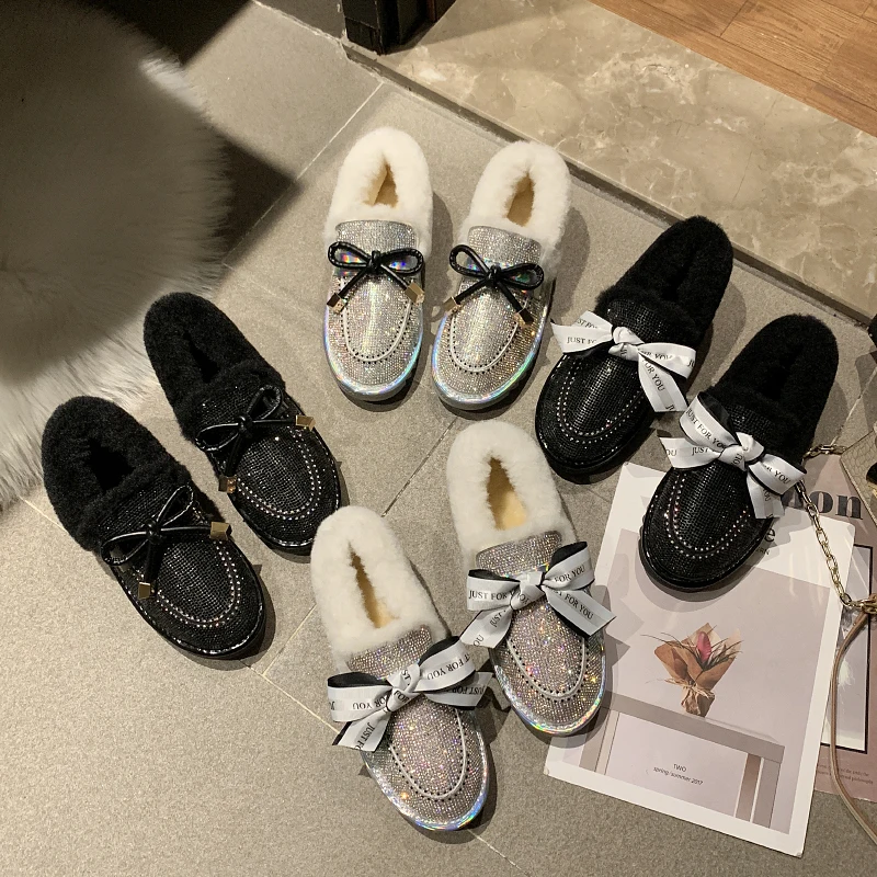 2019 г. Новые зимние женские ботинки с плюшевой подкладкой сохраняющие тепло