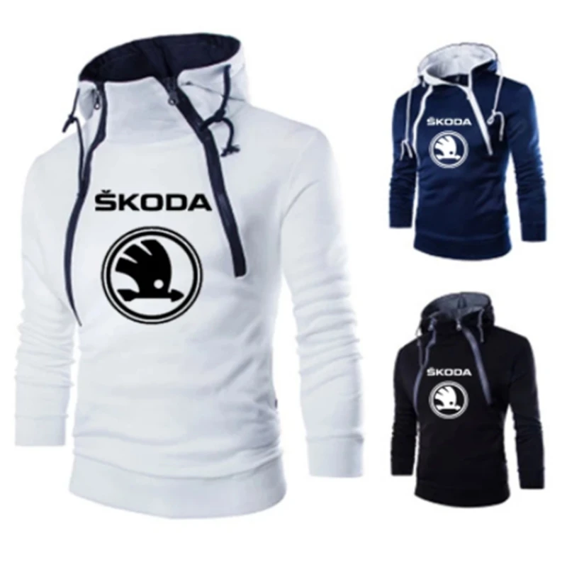 

Мужские толстовки с капюшоном для Skoda, уличная одежда с принтом логотипа автомобиля на весну и осень, модная Высококачественная Мужская оде...