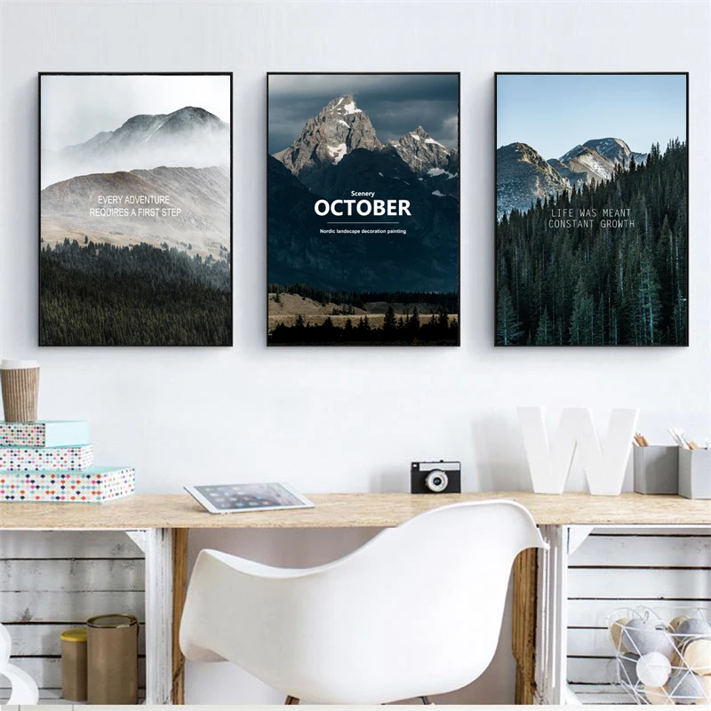 

Mountains Rivers Snow Ridges Natural Scenery Canvas Oil Painting Jungle Wonderland Posters And Prints Art Wall Home Decor