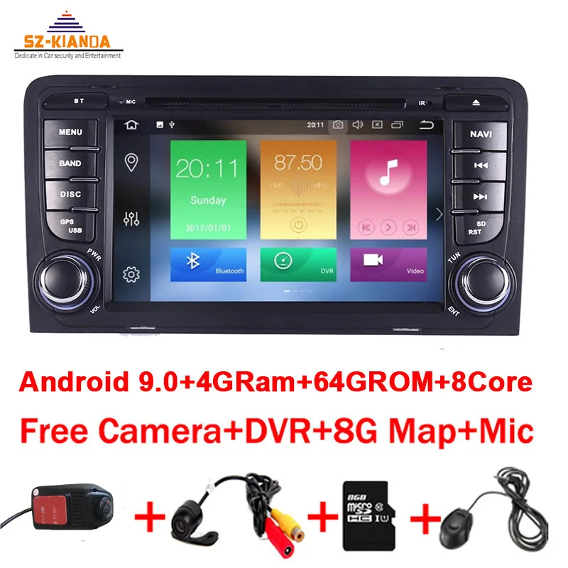 4 ГБ ОЗУ 64 Гб ПЗУ 8 ядер Android 10 0 автомобильный DVD GPS для Audi A3 8P 2003 2012 S3 2006 RS3 Sportback