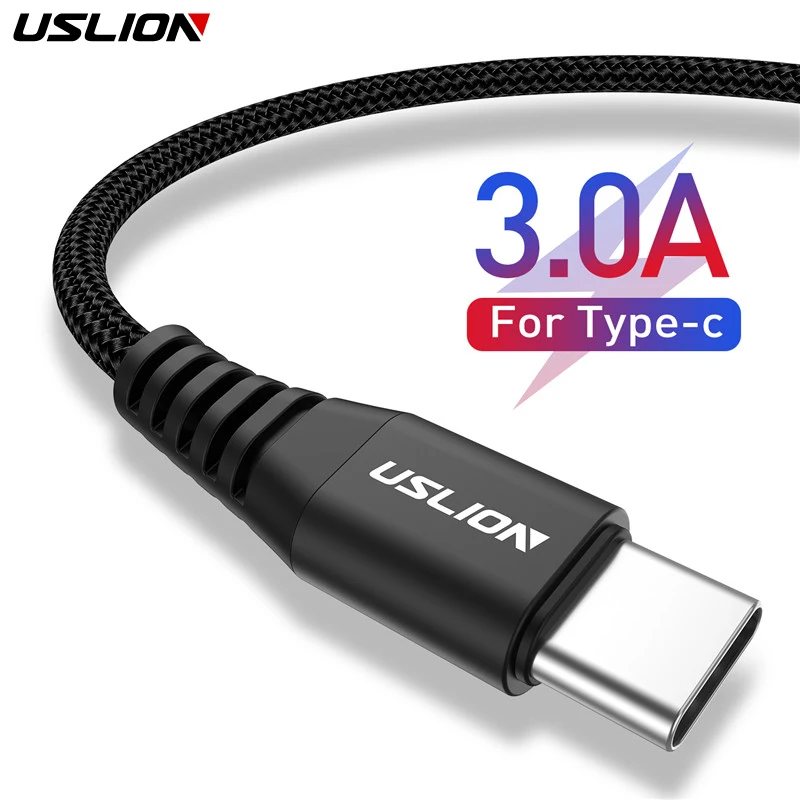 USLION 3A usb type C кабель для samsung S10 S9 S8 Быстрая зарядка type-C Телефон зарядный провод USB C кабель для Xiaomi mi9 Redmi note 7