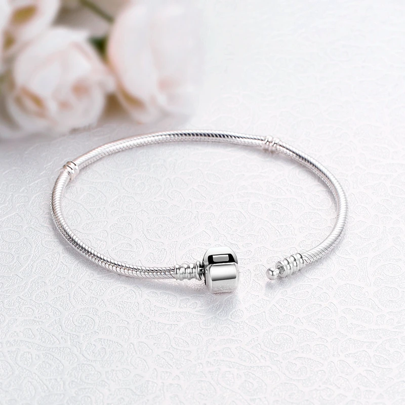 Базовая цепочка в виде змеи, pulsera, mary poppins, подходит для оригинала pandora, очаровательный браслет, бисер, сделай сам, браслет для женщин, модное ювелирное изделие, berloque