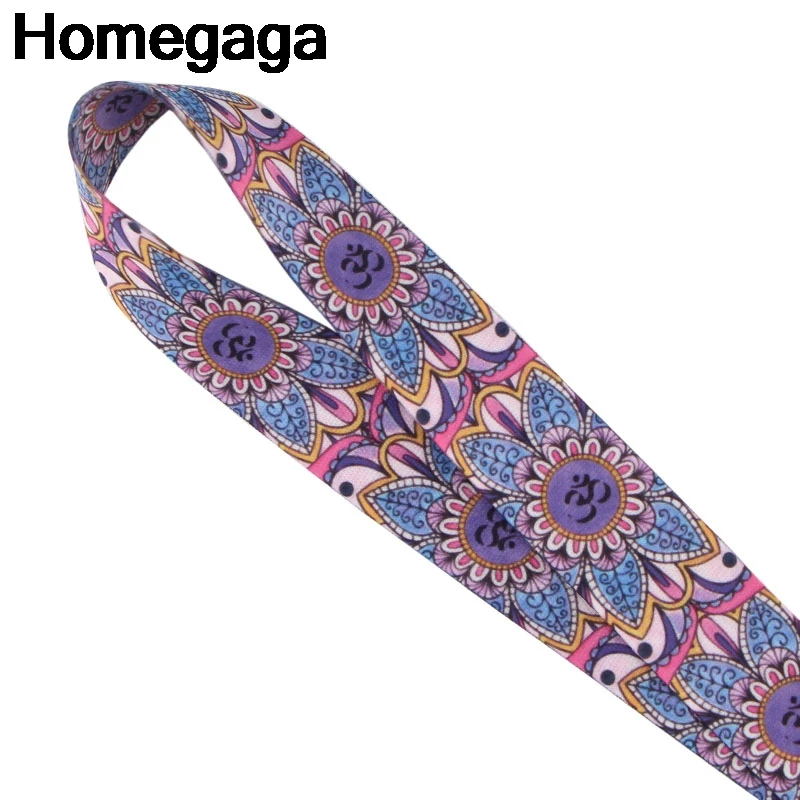 

Homegaga Yoga Flowers Patterns vintage Key Lanyard for keys ID Phone USB Badge Holders Phone Neck Straps webbing D2320