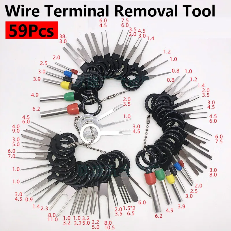 

59Pcs Automotive Plug Terminal Remove Tool Set Key Pin Car Electrical Wire Crimp Connector Extractor Kit Accessories