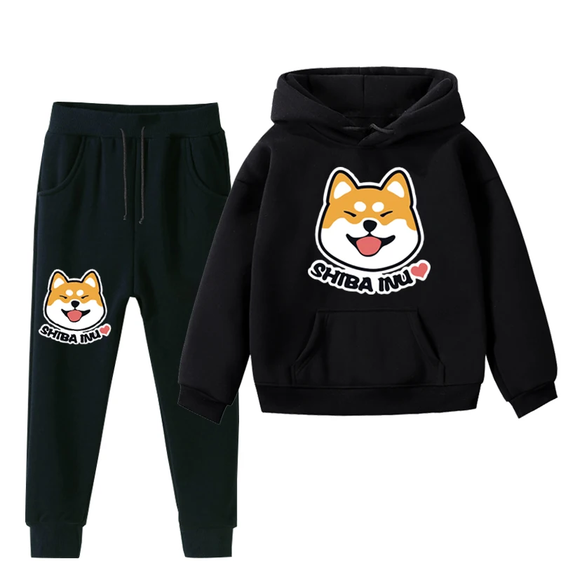 Костюм с капюшоном Шиба-ину сезон осень-зима теплая толстовка для мальчиков и